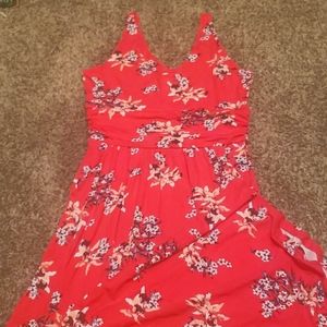 Coral Pink, Floral Maxi Dress